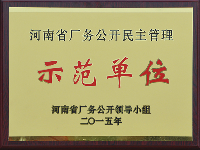 河南省厂务公开民主管理示范单位